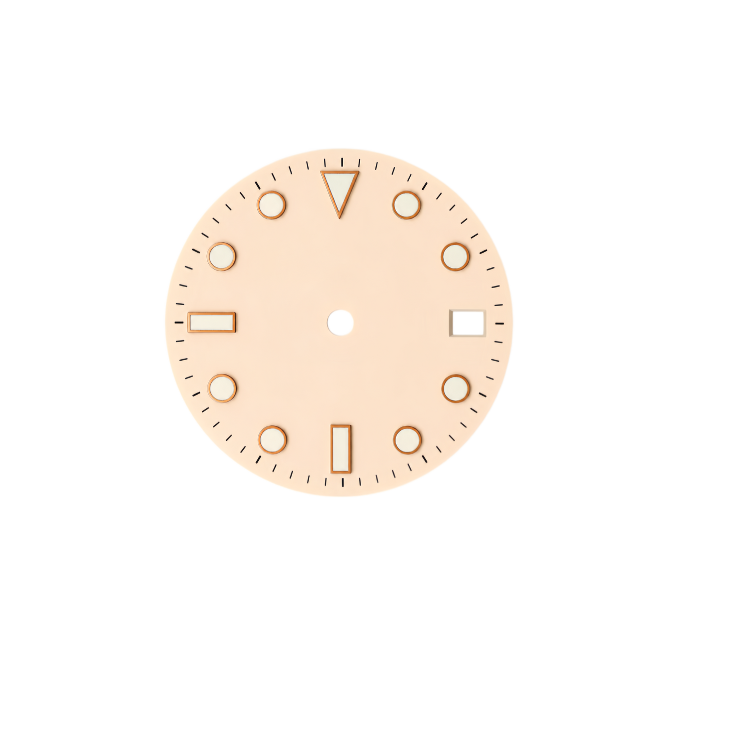 Cream Rose Gold Marker Custom Watch Dial | Compatible with NH35 Automatic Movement | Diver Style DIY Watch Part