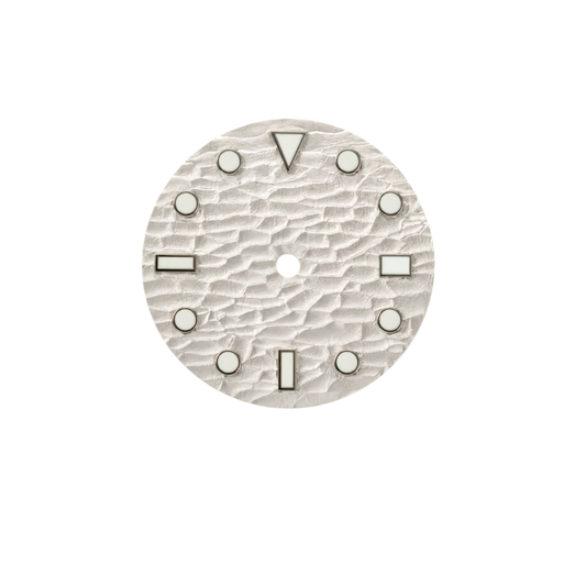 NH35 Compatible Textured White Watch Dial with Luminous Applied Markers | 3 O’clock Date Window | DIY Watch Mod Dial