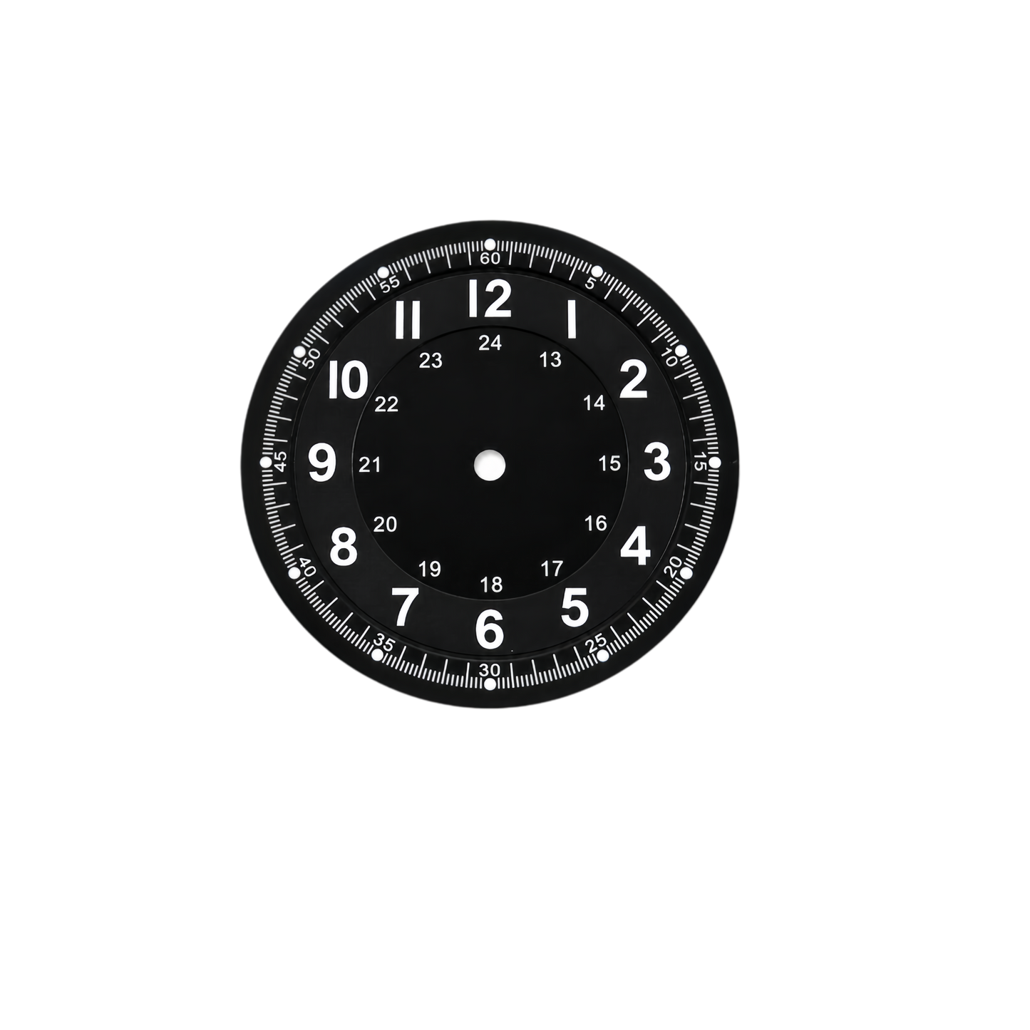 Black & White Field Style NH35 Automatic Watch Dial with 24-Hour Inner Scale | DIY Custom Watch Mod Dial