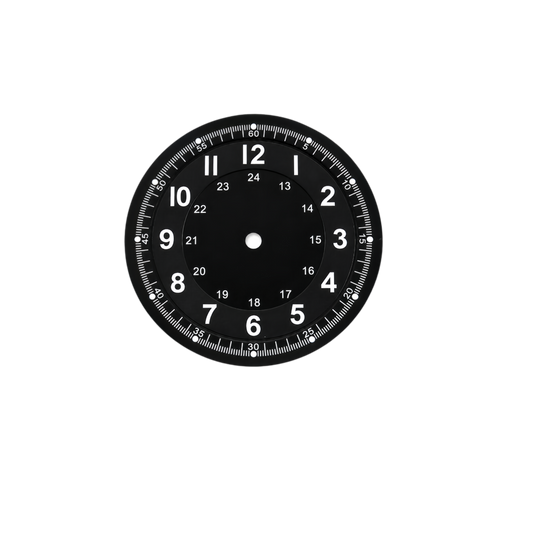 Black & White Field Style NH35 Automatic Watch Dial with 24-Hour Inner Scale | DIY Custom Watch Mod Dial