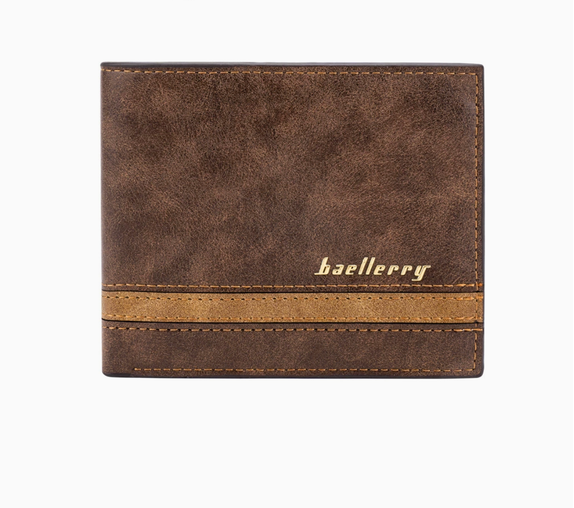 Baellerry Men’s Retro Short Wallet | Stripe Accent Design | Multi-Card Capacity | Ships from Spain (Fast & Free Delivery)