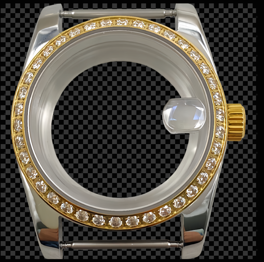 -Style White Case with Yellow Gold Diamond-Set Bezel