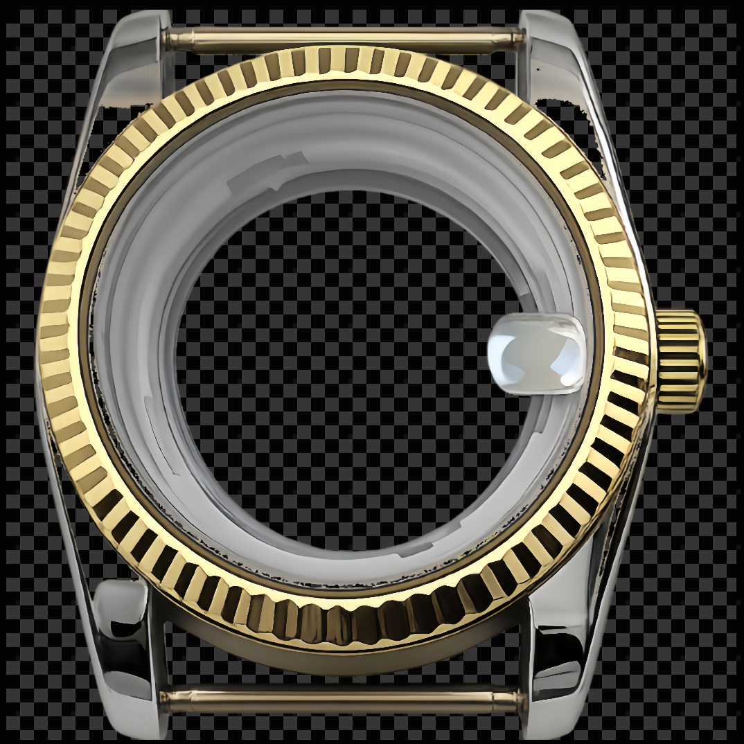 Stainless Steel Case with Yellow Gold Fluted Bezel