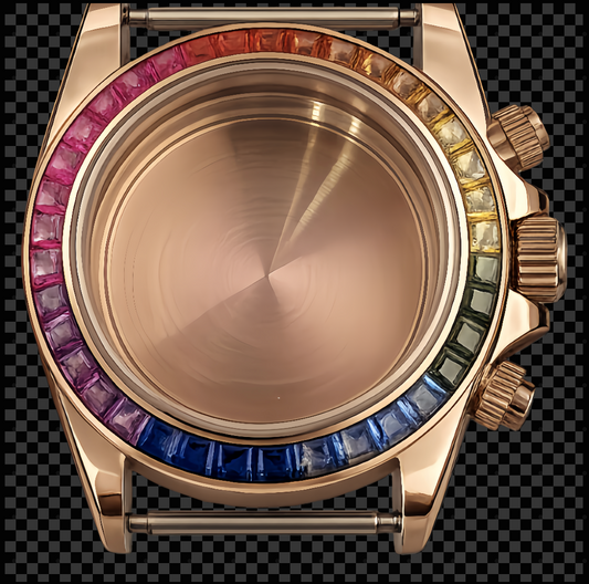 Gold Case with Colored Diamonds