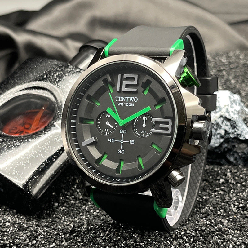 Men’s 47mm Silicone Quartz Watch – Casual Sport Analog Wristwatch – Multi-Color