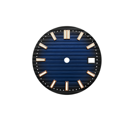 Blue Horizontal Textured Watch Dial for NH35 Automatic Movement | DIY Custom Watch Parts | Blank Dial Replacement