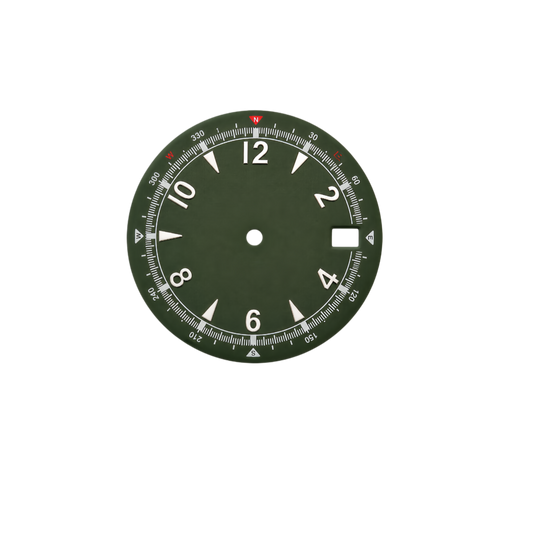 Green Compass Style NH35 Automatic Watch Dial with Date Window | DIY Custom Watch Mod Dial