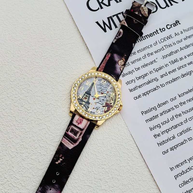 Paris Eiffel Tower Crystal Quartz Watch for Women – 43mm