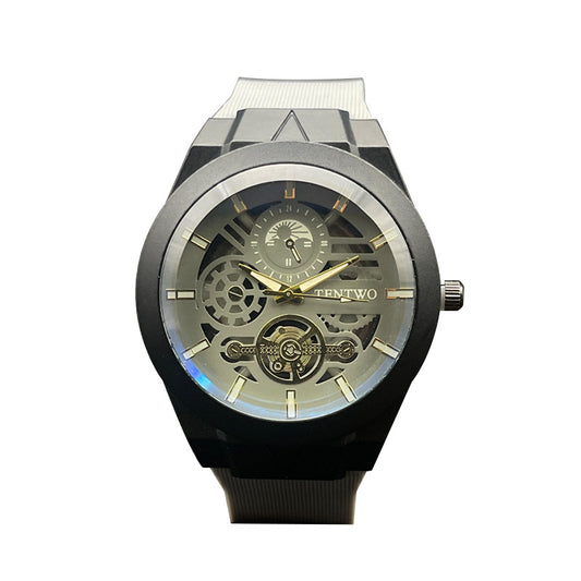 Men’s 46mm Silicone Quartz Watch – Casual Analog Wristwatch – Metal Case – Multi-Color