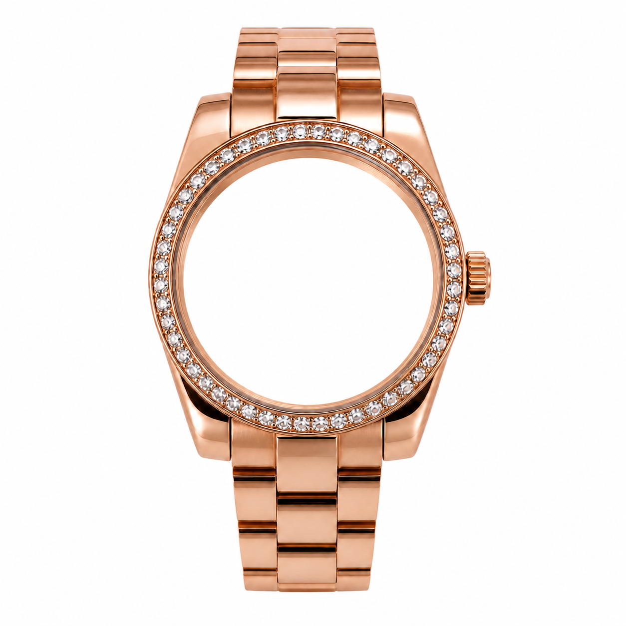 Rose Gold NH35 Custom Watch Case｜40mm Crystal Bezel DIY Watch Part