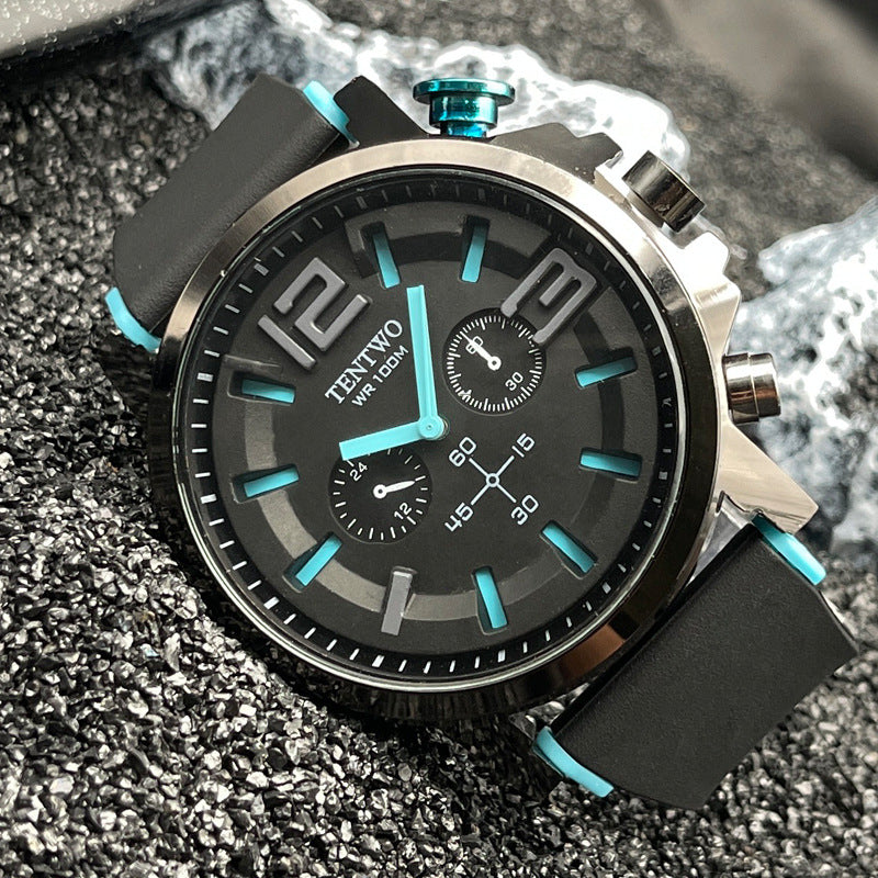 Men’s 47mm Silicone Quartz Watch – Casual Sport Analog Wristwatch – Multi-Color