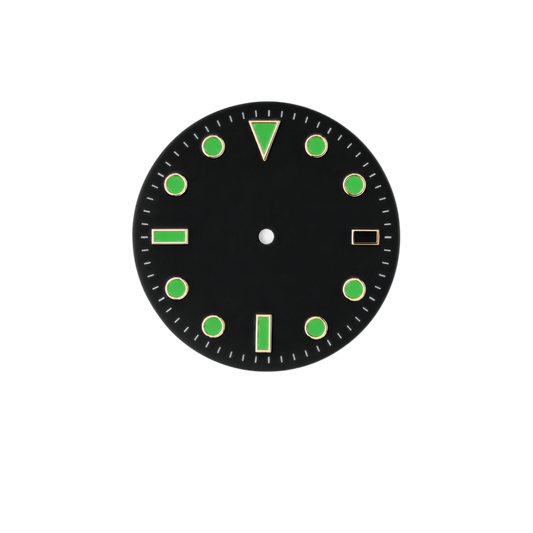Black Green Luminous Custom Watch Dial | Compatible with NH35 Automatic Movement | Diver Style DIY Watch Part