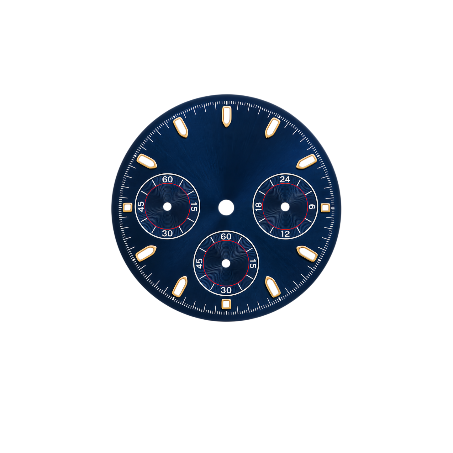 VK63 Compatible Blue Chronograph Watch Dial | Gold Luminous Hour Markers | 3 Sub-Dial Layout | DIY Quartz Chronograph Watch Part