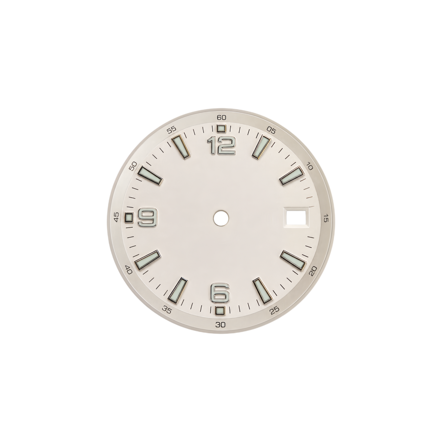NH35 Compatible Silver White Watch Dial | 3/6/9/12 Arabic Markers | Date Window | DIY Mechanical Watch Part