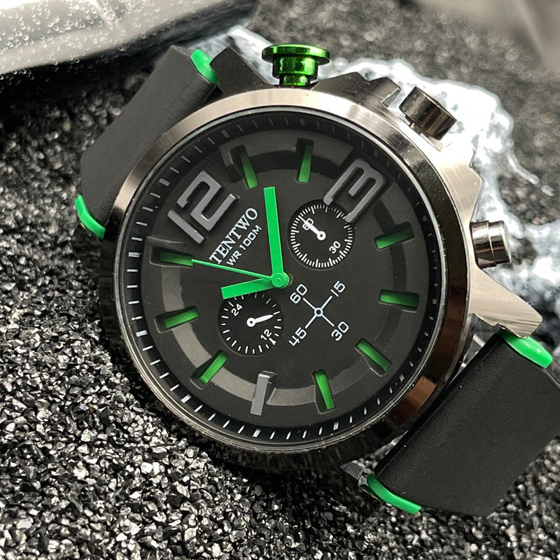 Men’s 47mm Silicone Quartz Watch – Casual Sport Analog Wristwatch – Multi-Color