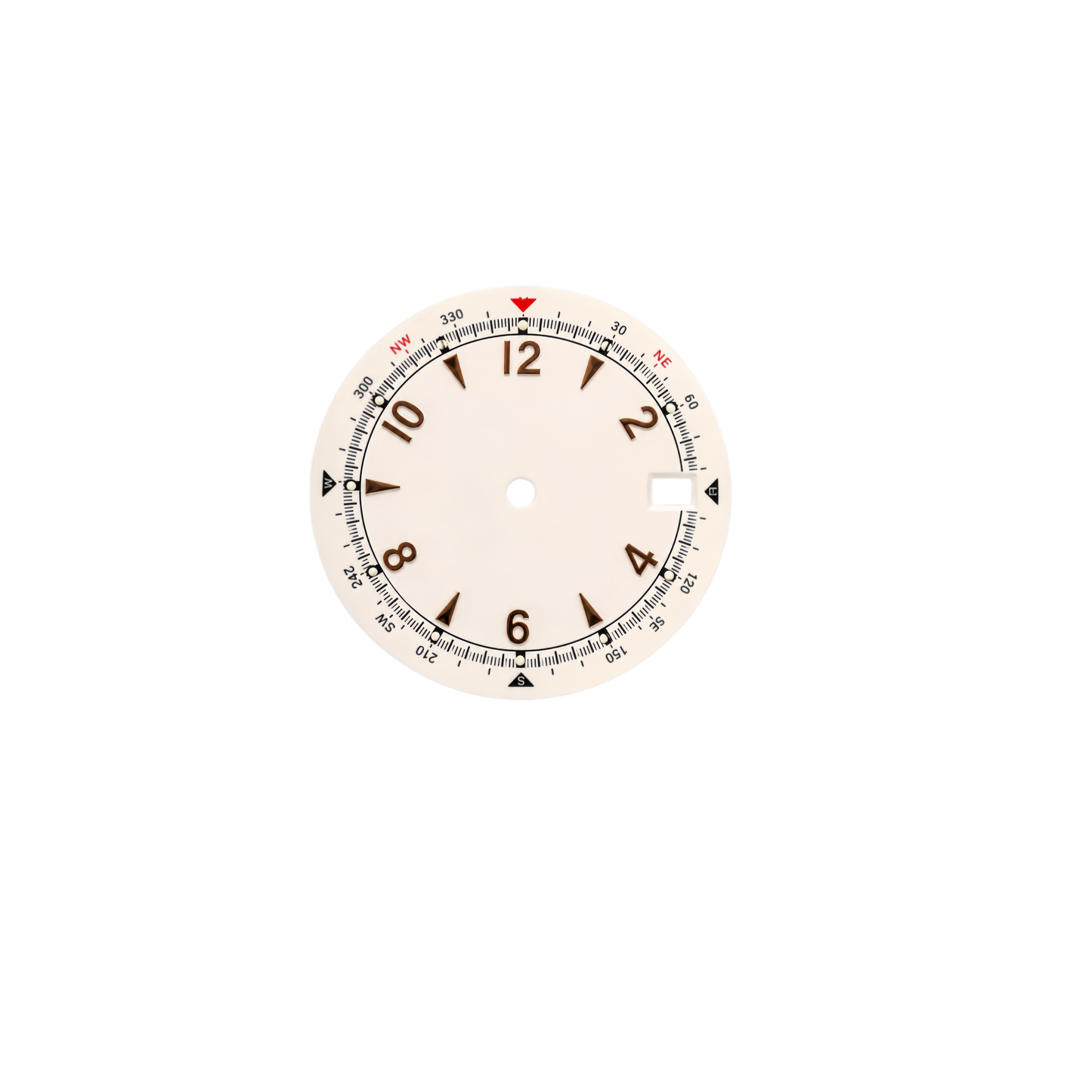 Ivory Military Field Style NH35 Automatic Watch Dial with 24-Hour Scale & Date Window | DIY Custom Watch Mod Dial