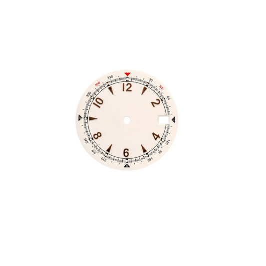Ivory Military Field Style NH35 Automatic Watch Dial with 24-Hour Scale & Date Window | DIY Custom Watch Mod Dial