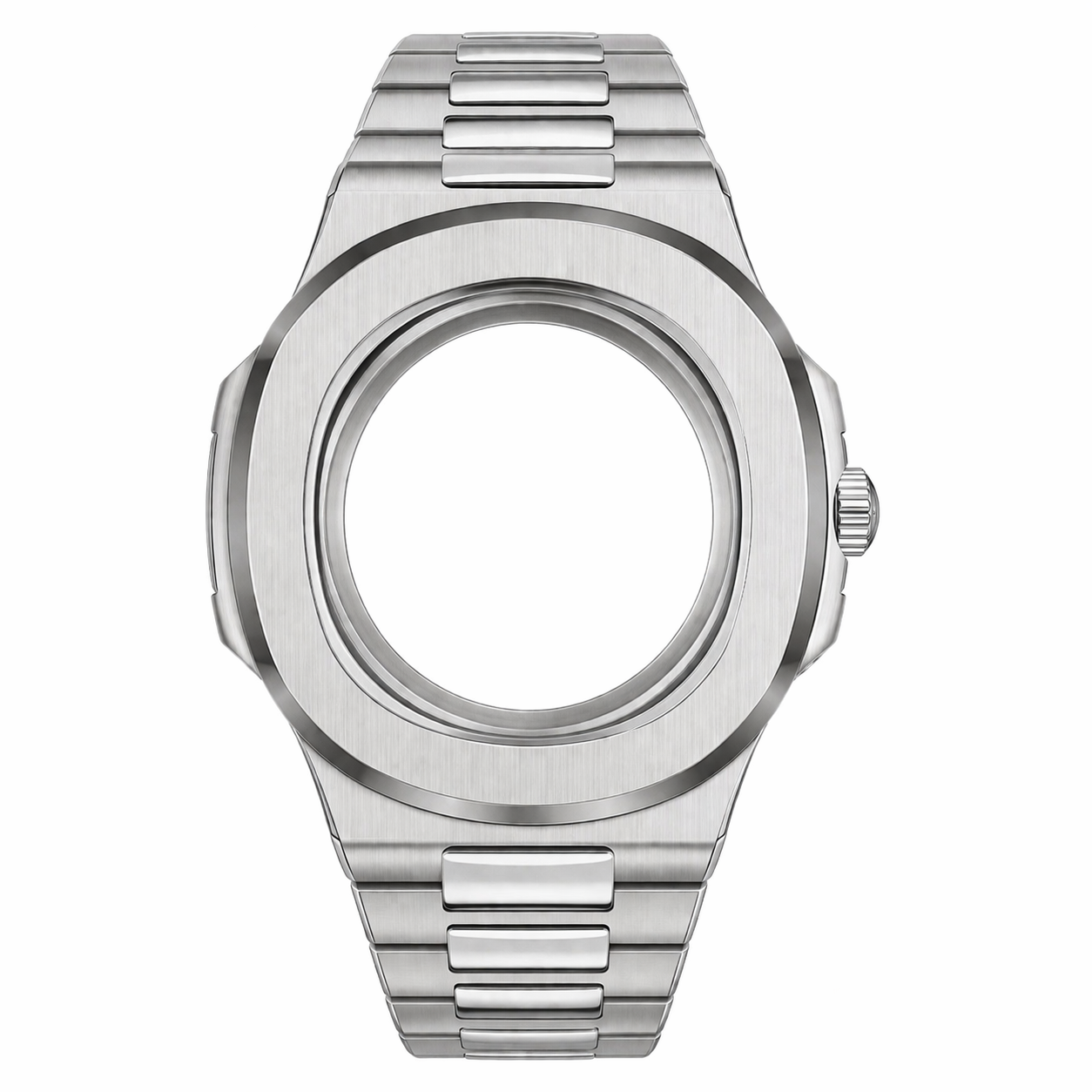 Silver Integrated Custom Watch Case｜Metal Bracelet DIY Watch Part