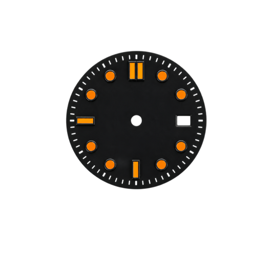 Black Orange Luminous Watch Dial for NH35 Automatic Movement | DIY Custom Watch Parts | Blank Dial Replacement