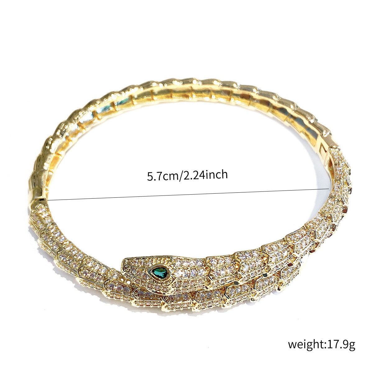 Domineering Imitation Snake Scale Snake Shape Bracelet European and American Personality Green Eye Snake Bracelet Retro Fashion Cross-Border Punk Jewelry