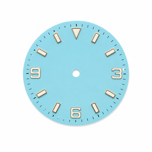 Sky Blue Rose Gold Numeral Custom Watch Dial | Compatible with NH35 Automatic Movement | Sport Style DIY Watch Part