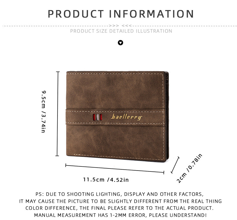 Baellerry Men’s Slim Bifold Wallet｜Minimalist PU Leather Card Holder｜Fast Shipping from Spain Warehouse