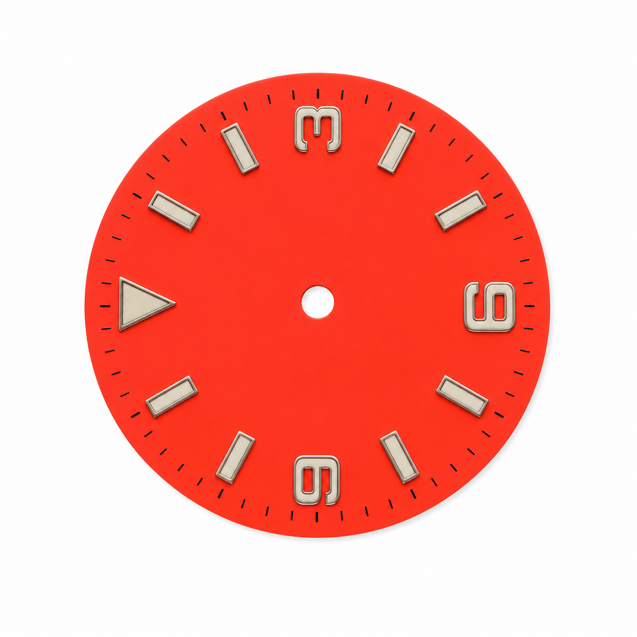 Coral Red Silver Marker Custom Watch Dial | Compatible with NH35 Automatic Movement | Sport Style DIY Watch Part