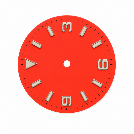 Coral Red Silver Marker Custom Watch Dial | Compatible with NH35 Automatic Movement | Sport Style DIY Watch Part