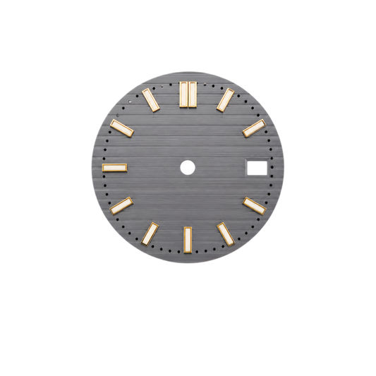 Gray Horizontal Brushed Watch Dial for NH35 Automatic Movement | DIY Custom Watch Parts | Blank Dial Replacement