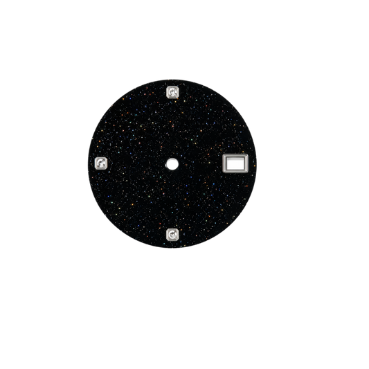 Black Starry Night NH35 Automatic Watch Dial with Crystal Markers & Date Window | DIY Custom Watch Mod Dial