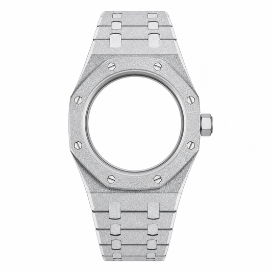 Silver Frosted Custom Watch Case｜Integrated Metal Bracelet DIY Watch Part