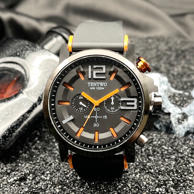 Men’s 47mm Silicone Quartz Watch – Casual Sport Analog Wristwatch – Multi-Color
