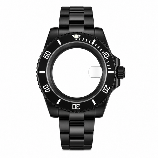 Black Custom Watch Case Set｜Metal Bracelet DIY Watch Part