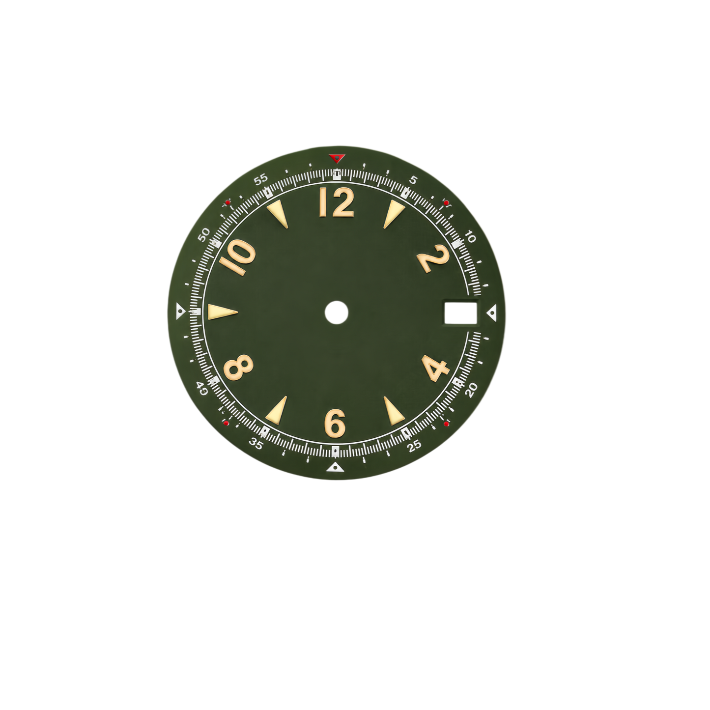 Military Green Field Style NH35 Automatic Watch Dial with 24-Hour Inner Scale & Date Window | DIY Custom Watch Mod Dial
