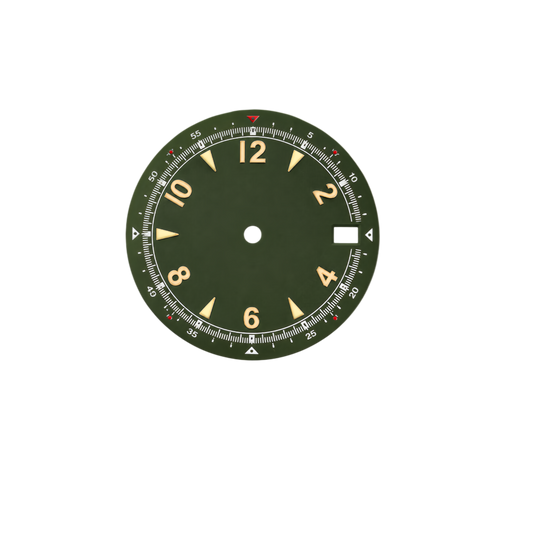 Military Green Field Style NH35 Automatic Watch Dial with 24-Hour Inner Scale & Date Window | DIY Custom Watch Mod Dial
