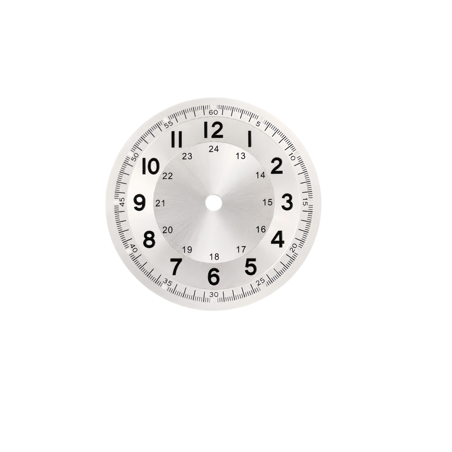 Silver Sunburst NH35 Automatic Watch Dial with 24-Hour Inner Scale & Date Window | DIY Custom Watch Mod Dial