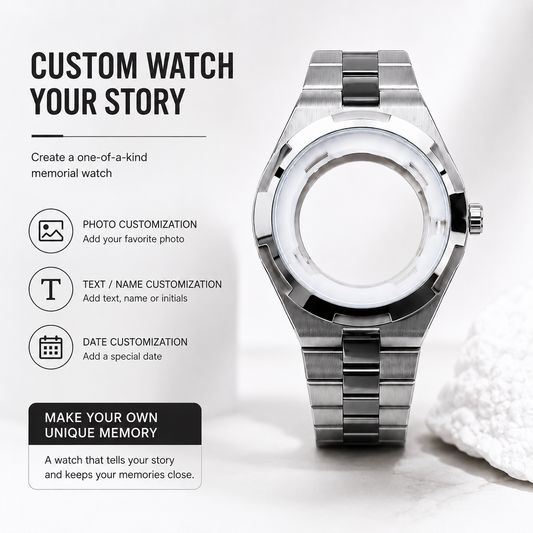 Custom Transparent Dial Watch｜Personalized Photo Name Date DIY Watch Gift