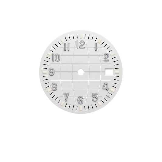 White Grid Pattern Watch Dial for NH35 Automatic Movement | DIY Custom Watch Parts | Blank Dial Replacement