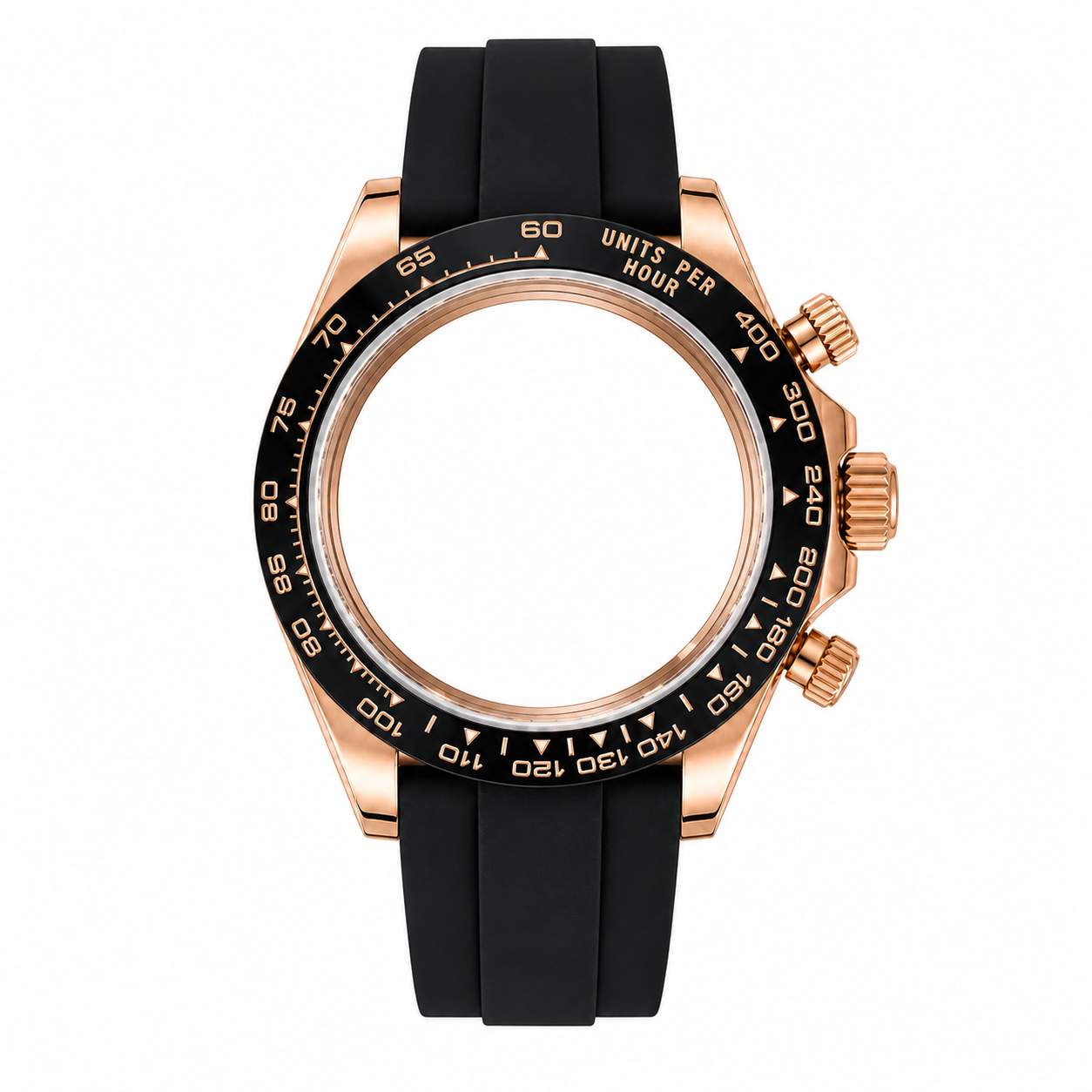 Rose Gold Black Bezel VK63 Chronograph Empty Case｜39mm DIY Watch Part