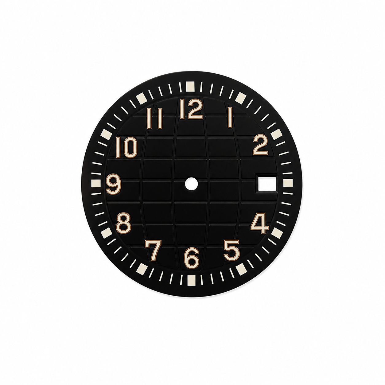Black Custom Watch Dial｜Date Window Gold Number Markers DIY Watch Part